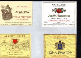 ALSACE -Tokay  Pinot Gris  X 4 -  ( Etiquette Légèrement Collée Sur Feuille D´expo.) - Gewürztraminer