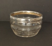 Coupe Bol Verre Ou Demi Cristal Taillé Et Argent Minerve Orfèvre Veuve D - Verre & Cristal