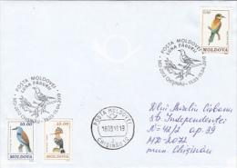 9507- BIRDS, HOOPOE, BEE EATER, ROLLER, STAMPS AND SPECIAL POSTMARKS ON COVER, 2010, MOLDOVA - Piciformes (pájaros Carpinteros)