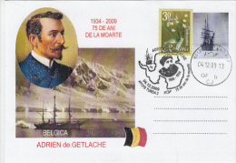 9572- BELGICA ANTARCTIC EXPEDITION, A. DE GHERLACHE, SHIP, SPECIAL COVER, 2009, ROMANIA - Antarctische Expedities