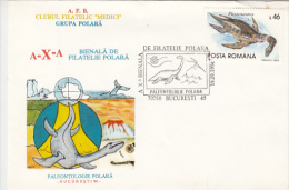 9574- ANTARCTIC WILDLIFE, DINOSAURS, SPECIAL COVER, 1994, ROMANIA - Fauna Antártica