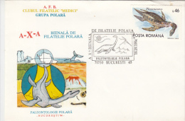 9574- ANTARCTIC WILDLIFE, DINOSAURS, SPECIAL COVER, 1994, ROMANIA - Faune Antarctique