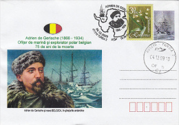 9573- BELGICA ANTARCTIC EXPEDITION, A. DE GHERLACHE, SHIP, SPECIAL COVER, 2009, ROMANIA - Antarctic Expeditions