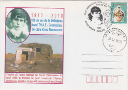 9586- KNUD RASMUSSEN, THULE GREENLAND BASE, SPECIAL COVER, 2010, ROMANIA - Explorateurs