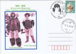 9587- KNUD RASMUSSEN, THULE GREENLAND BASE, SPECIAL COVER, 2010, ROMANIA - Explorers