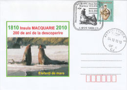 9590- LACHLAM MACQUARIE, EXPLORER, MACQUARIE ISLAND, SEALS, SPECIAL COVER, 2010, ROMANIA - Explorers