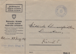 9594- SWISS ARMY, MUNITION WAREHOUSE 6 FIELD POST, MILITARY WAR FIELD CORRESPONDENCE, SWITZERLAND - Dokumente