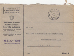 9596- SWISS ARMY, M.S.A. 4 FIELD POST, MILITARY WAR FIELD CORRESPONDENCE, SWITZERLAND - Dokumente