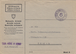 9599- SWISS ARMY, STAB. TERRITORIAL KDO. 6 FIELD POST, MILITARY WAR FIELD CORRESPONDENCE, SWITZERLAND - Documenten