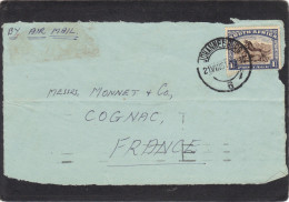 Afrique Du Sud - Devant De Lettre Avion  Johannesburg 21/8/ 1951 Pour Cognac Charente France - Lettres & Documents