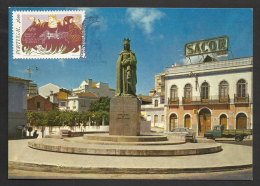 Portugal Reine D. Leonor Statue A Caldas Da Rainha Carte Maximum 1985 Maxicard Queen D. Leonor - Maximumkaarten