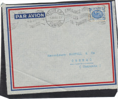 Tunisie  - Devant De Lettre Avion Tunis Flamme Engagez Vous ... 1/12/ 1952 Pour Cognac Charente France - Covers & Documents