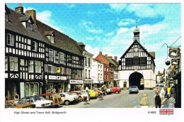 RB 1009 - Shropshire Salop Postcard -  High Street & Town Hall With Cars - Bridgnorth - Shropshire