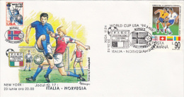 USA'94 SOCCER WORLD CUP, ITALY- NORWAY GAME, SPECIAL COVER, 1994, ROMANIA - 1994 – Estados Unidos