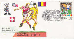 USA'94 SOCCER WORLD CUP, ROMANIA- SWITZERLAND GAME, SPECIAL COVER, 1994, ROMANIA - 1994 – États-Unis
