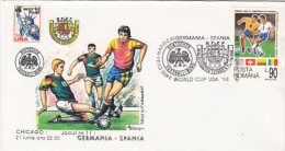 USA'94 SOCCER WORLD CUP, GERMANY- SPAIN GAME, SPECIAL COVER, 1994, ROMANIA - 1994 – Verenigde Staten