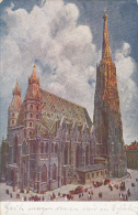 CPA VIENNA- ST STEPHEN'S CATHEDRAL, CAR, CARRIAGE - Églises