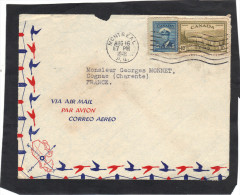 Canada  - Devant De Lettre Avion  Montreal 1948  Pour Cognac Charente France - Lettres & Documents