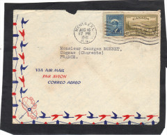 Canada  - Devant De Lettre Avion  Montreal 1948  Pour Cognac Charente France - Covers & Documents
