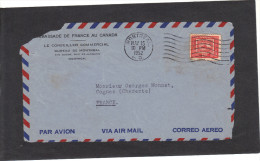 Canada  - Devant De Lettre Avion Entête Ambassade De France Flamme Montreal  05/ 1952  Pour Cognac Charente France - Covers & Documents