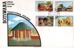 Botswana - 1982 Traditional Houses FDC # SG 511-514 , Mi 295-298 - Botswana (1966-...)