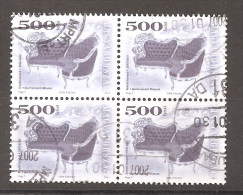 HUNGARY 1999 ANTIQUE ROCOCO SETTEE 1880 BLOCK OF FOUR - Usati