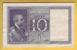 ITALIE - Billet De 10 Lire. 1939-44. Pick: 25c. SUP+ - Regno D'Italia – 10 Lire