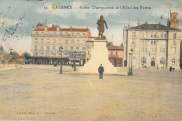 Valence - Statue Championnet Et L'Hôtel Des Postes - Edition Nouvelles Galeries - Carte Colorisée N° 14 - Valence