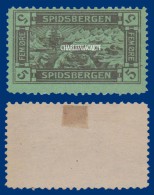 1911 NORWAY SPITZBERGEN SPIDSBERGEN LOCAL ISSUE 5 öre BROWN ON GREEN SHIP POLAR BEAR NO GUM - Ortsausgaben