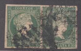 1856-15 * CUBA ESPAÑA SPAIN. ANTILLAS. ISABEL II. 1856. ANT.5. 1 Rs VERDE ESMERALDA. GREEN ESMERALD. PAREJA. - Prephilately