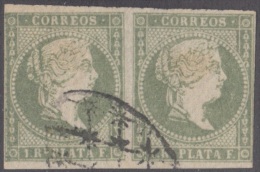 1856-16 * CUBA ESPAÑA SPAIN. ANTILLAS. ISABEL II. 1856. ANT.5. 1 Rs VERDE AMARILLO. YELLOW GREEN PAIR. PAREJA. - Prefilatelia