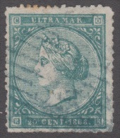 1868-14 * CUBA ESPAÑA SPAIN. ANTILLAS. ISABEL II. 1868. Ed. ANT.14F. 20c. FALSO POSTAL. POSTAL FORGERY. CANC: LINEAS VER - Voorfilatelie