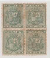 1875-25 * CUBA ESPAÑA SPAIN. ANTILLAS. REPUBLICA. 1875. Ed.33. 50c. VERDE. NUEVO GOMA ORIGINAL. BLOCK 4. - Préphilatélie