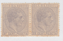 1880-40 * CUBA ESPAÑA SPAIN. ANTILLAS. ALFONSO XII. 1880. Ed.59a + 59 It . 25c. GRIS. “5” ROTO EN PAREJA. SI - Prefilatelia
