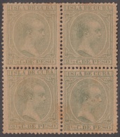 1890-15 * CUBA ESPAÑA SPAIN. ANTILLAS. ALFONSO XIII. 1890. Ed.113. 2 ½ C. VERDE. MNH. BLOCK 4. - Vorphilatelie