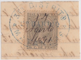 1891-19 * CUBA ESPAÑA SPAIN. ANTILLAS. ALFONSO XIII. 1890. Ed.115. 5c. FRAGMENTO USADO MARCA ADMINISTRATIVA. - Prefilatelia
