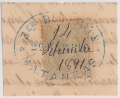 1891-20 * CUBA ESPAÑA SPAIN. ANTILLAS. ALFONSO XIII. 1891. Ed.127. 5c. FRAGMENTO USADO MARCA ADMINISTRATIVA. - Prephilately