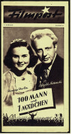 "Filmpost" "100 Mann Und Ein Mädchen" Mit : Deanna Durbin , Adolphe Menjou  -  Filmprogramm Nr. 35 Von Ca. 1947 - Autres & Non Classés