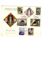 Enveloppe 1er Jour  Portant 7 Timbres, Commémoration Des Apparitions De Lourdes,Enveloppe 1er Jour. - Storia Postale