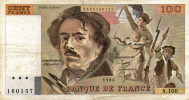 France,100 Fr.,Delacroix,alphabet:S.108,P.154 B,1986,used,as Scan - 100 F 1978-1995 ''Delacroix''