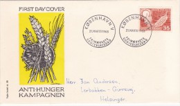 UNO UNITED NATIONS FAO DENMARK  DANMARK DÄNEMARK 1963 Mi 409 FDC Slania - Against Starve