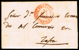 CACERES PREF. - MIAJADAS PE 7 R - 1849 CARTA CIRC. A ZAFRA - ...-1850 Prefilatelia