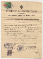 ITALIA - TIMBRE TAXE+ VIGNETTE On VF 1951 COMUNE DI PONTREMOLI - Certificato Di Nascita - Fiscales