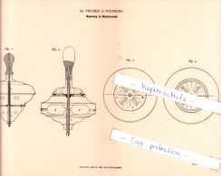 Original Patent  - Gg. Fischer In Nürnberg , 1882 , Neuerung An Musikkreiseln , Kreisel , Brummkreisel !!! - Giocattoli Antichi