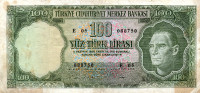 Turkey,100 Lire,1969,P.182,alphabet :E 05,used ,see Scan - Turkey