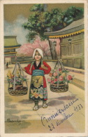 ENFANTS - Jolie Carte Fantaisie Petite Fille Asiatique Portant Des Fleurs Signée COLOMBO - Colombo, E.