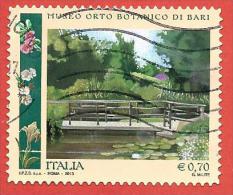 ITALIA REPUBBLICA - USATO - 2013 - Orti Botanici D´Italia - ORTO BOTANICO BARI - € 0,70 - S. 3387 - 2011-20: Oblitérés