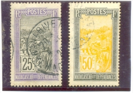 1922 MADAGASCAR Y & T N° 134 139   ( O ) 2 Différents - Oblitérés