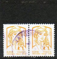 FRANCE     2 Timbres Se Tenant 0,01 €    2013    Y&T: 4763     Oblitérés - 2013-2018 Marianne Di Ciappa-Kawena