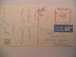 Israel Carte De 1966 Pour Wien , Cachet Machine - Briefe U. Dokumente